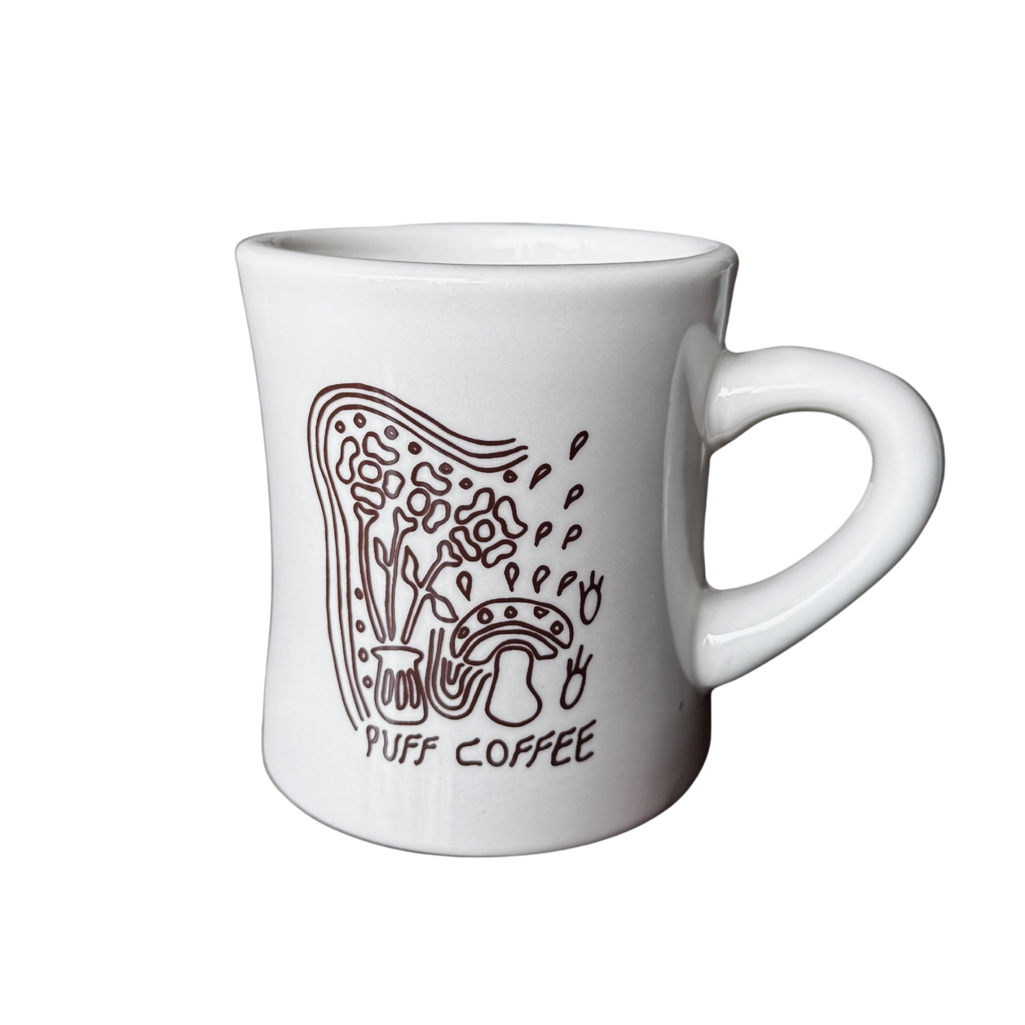 puff coffee line art mushroom mug